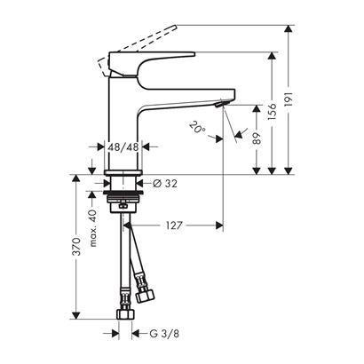 HansGrohe Metropol Tek Kollu Lavabo Bataryası 100 Çubuk Volan, Bas - Aç Gider Seti İle, Küçük Lavabolar İçin - 32500140