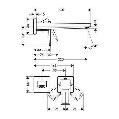 HansGrohe Metropol Tek Kollu Lavabo Bataryası Loop Volan, Ankastre Duvara Monte, 22.5 Cm Gaga İle - 74526000
