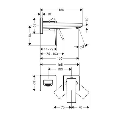 HansGrohe Metropol Tek Kollu Lavabo Bataryası Çubuk Volan, Ankastre Duvara Monte, 16.5 Cm Gaga İle - 32525000