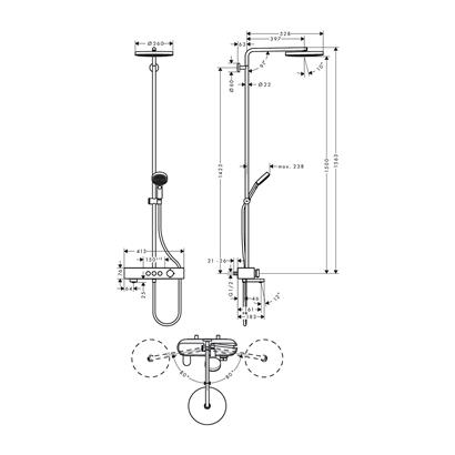 HansGrohe Pulsify S Duş Kolonu 260 1Jet, Banyo Termostatı Showertablet 400 İle - 24230000