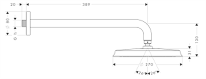 HansGrohe Raindance Classic Tepe Duşu 240 1 Jet, Duş Dirseği İle - 27424000