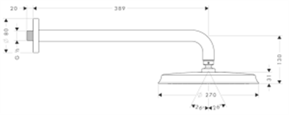 HansGrohe Raindance Classic Tepe Duşu 240 1 Jet, Duş Dirseği İle - 27424090