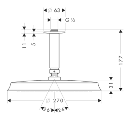 HansGrohe Raindance Classic Tepe Duşu 240 1 Jet, Tavan Bağlantısı İle - 27405090