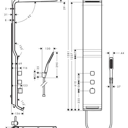HansGrohe Raindance Duş Paneli Lift 180 2 Jet, Aplike - 27008000