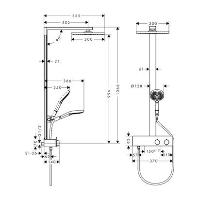HansGrohe Raindance E Duş Kolonu 300 1 Jet, Showertablet 350 İle - 27361000