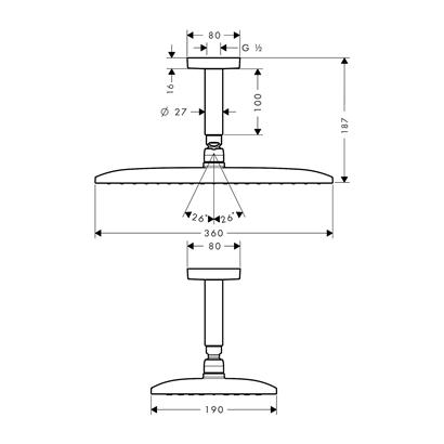 HansGrohe Raindance E Tepe Duşu 360 1 Jet, Tavan Bağlantısı İle - 27381000