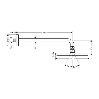HansGrohe Raindance S Tepe Duşu 240 1 Jet, Powderrain, Duş Dirseği İle - 27607000