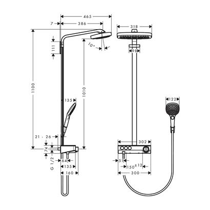 HansGrohe Raindance Select E Duş Kolonu 300 3 Jet, Showertablet Select 300 İle - 27127400
