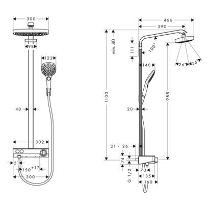 HansGrohe Raindance Select E Duş Kolonu 300 2 Jet, Showertablet Select 300 İle - 27126400