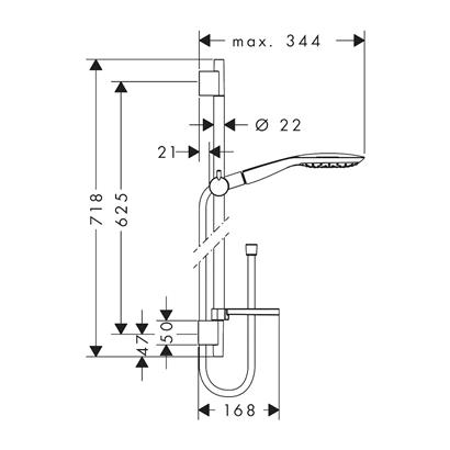 HansGrohe Raindance Select E Duş Seti 150 3 Jet, 65 Cm Duş Barı Ve Sabunluk İle - 27856000