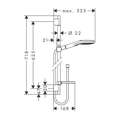 HansGrohe Raindance Select E Duş Seti 120 3 Jet, Ecosmart, 9Lt/Dk, 65 Cm Duş Barı Ve Sabunluk İle - 26622000