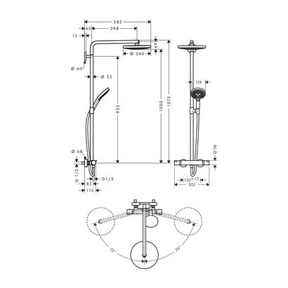 HansGrohe Raindance Select S Duş Kolonu 240 2 Jet, Termostat İle - 27129400
