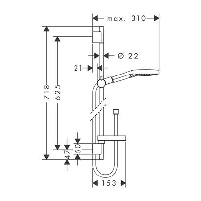 HansGrohe Raindance Select S Duş Seti 120 3 Jet, 65 Cm Duş Barı Ve Sabunluk İle - 26630400