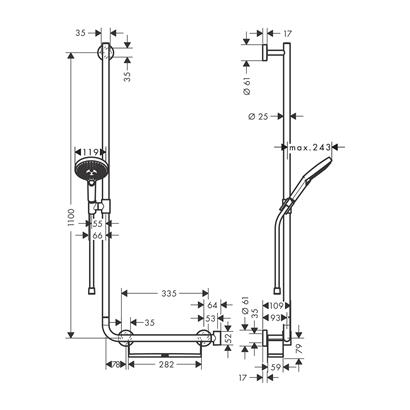 HansGrohe Raindance Select S Duş Seti 120 3 Jet, 110 Cm Sol Duş Barı İle - 26324000