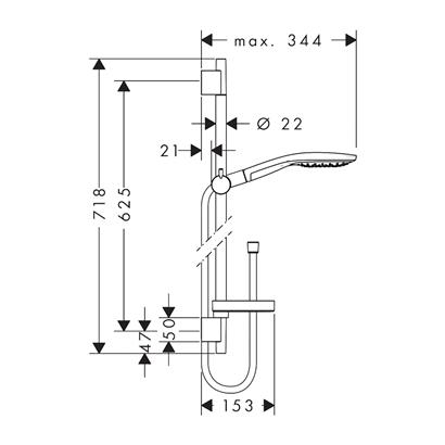 HansGrohe Raindance Select S Duş Seti 150 3 Jet, 65 Cm Duş Barı Ve Sabunluk İle - 27802000
