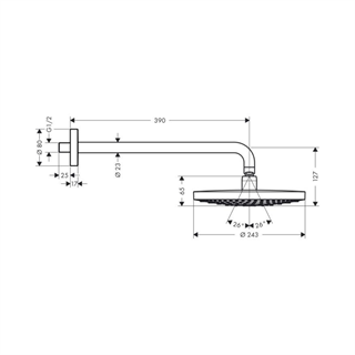 Hansgrohe Raindance Select S Tepe Duşu 240 2 Jet Beyaz / Krom , Duş Dirseği  - 26466400