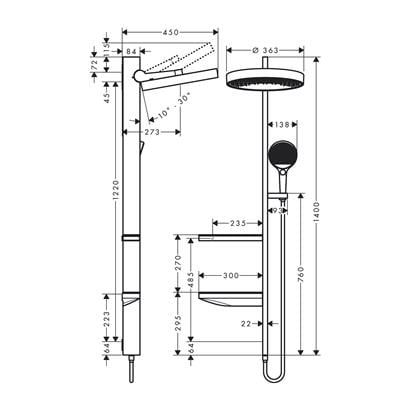 HansGrohe Rainfinity Duş Kolonu 360 1Jet, Ankastre Montaj İle - 26842700