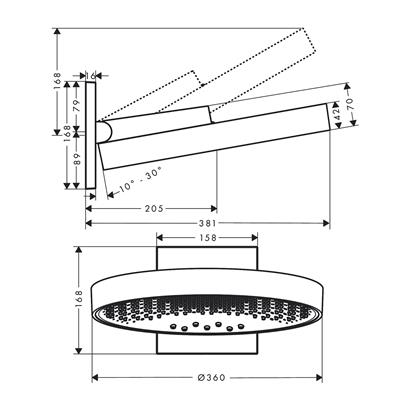 HansGrohe Rainfinity Tepe Duşu 360 3Jet, Duvar Bağlantısı İle - 26234990
