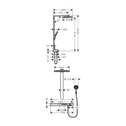 HansGrohe Rainmaker Select Duş Kolonu 460 3 Jet, Ecosmart, 9 Lt/Dk, Termostat İle - 27029400