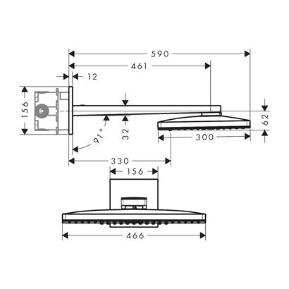 HansGrohe Rainmaker Select Tepe Duşu 460 3 Jet, Duş Dirseği İle  - 24007400