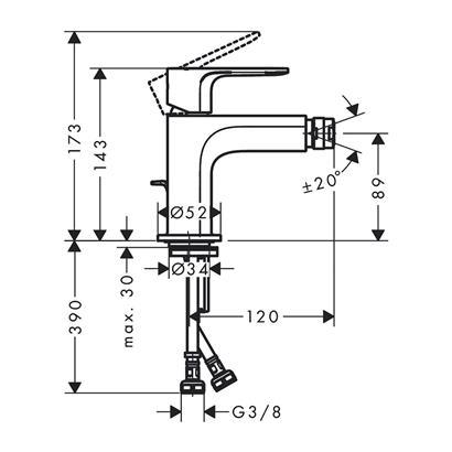 HansGrohe Rebris E Bide Bataryası Krom - 72211000