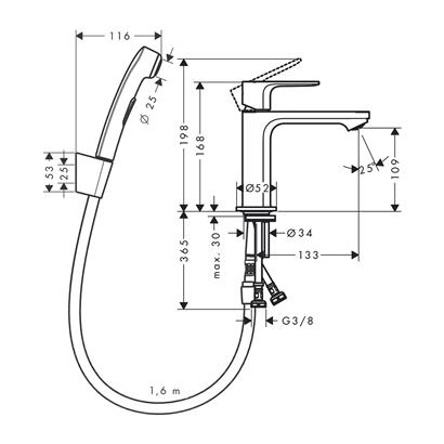 HansGrohe Rebris E El Duşlu Lavabo Bataryası Krom - 72216000