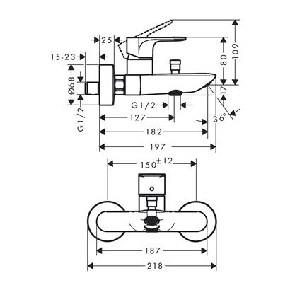 HansGrohe Rebris E Banyo Bataryası Krom - 72450000