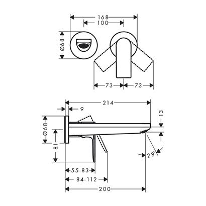 HansGrohe Rebris E Ankastre Lavabo Bataryası Siyah - 72568670