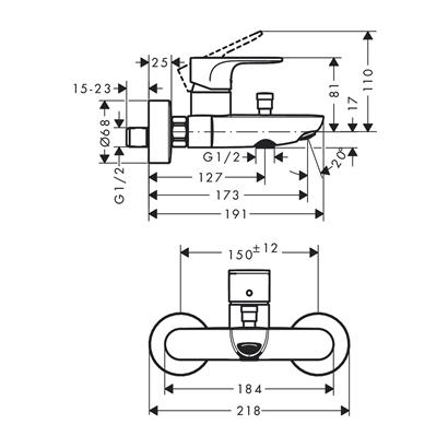 HansGrohe Rebris S Banyo Bataryası Siyah - 72440670