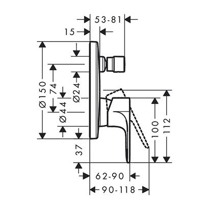 HansGrohe Rebris S Ankastre Banyo Bataryası Siyah - 72467670