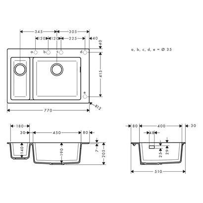 HansGrohe S51 S510 - F635 Ankastre Eviye 180/450 - 43315380