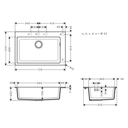 HansGrohe S51 S510 - F660 Ankastre Eviye 660 - 43313380