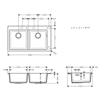 HansGrohe S51 S510 - F770 Ankastre Eviye 370/370 - 43316290