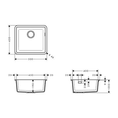 HansGrohe S51 S510 - U450 Tezgah Altı Eviye 450 - 43431170