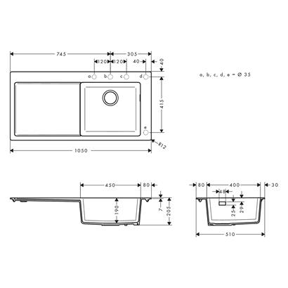 HansGrohe S51 S514 - F450 Ankastre Eviye 450, Damlalıklı - 43314380
