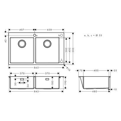 HansGrohe S71 S711 - F765 Ankastre Eviye 370/370 - 43303800