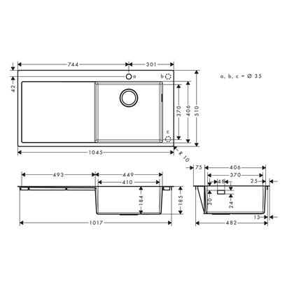 HansGrohe S71 S715 - F450 Ankastre Eviye 450, Damlalıklı - 43306800