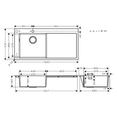 HansGrohe S71 S716 - F450 Ankastre Eviye 450, Damlalıklı - 43331800