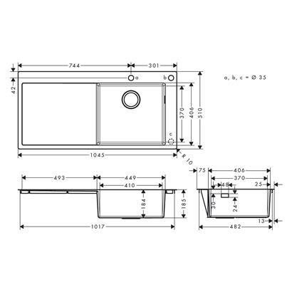 HansGrohe S71 S717 - F450 Ankastre Eviye 450, Damlalıklı - 43307800