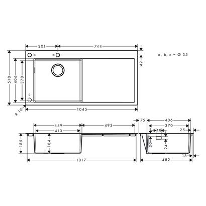 HansGrohe S71 S718 - F450 Ankastre Eviye 450 Damlalıklı - 43332800