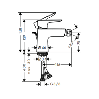 Hansgrohe Talis E Tek Kollu Bide Bataryası Kumandalı, Mat Siyah Krom - 71720340