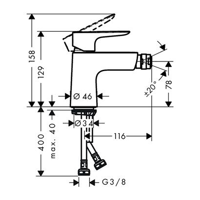 HansGrohe Talis E Tek Kollu Bide Bataryası Bas - Aç Gider Seti İle - 71721000