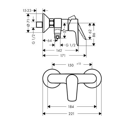 HansGrohe Talis E Tek Kollu Duş Bataryası Aplike - 71760990