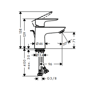 Hansgrohe Talis E Tek Kollu Lavabo Bataryası 80 Düşük Debi, Kumandalı Krom - 71705000