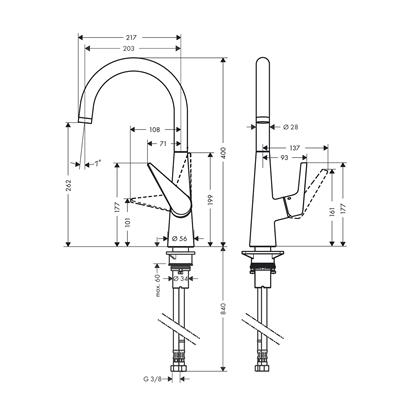 HansGrohe Talis M51 Tek Kollu Eviye Bataryası 260, 1Jet - 72810800