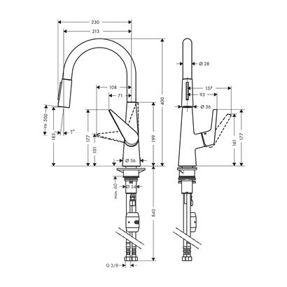 HansGrohe Talis M51 Tek Kollu Eviye Bataryası 200, Çekilebilir El Duşu, 2Jet - 72813800