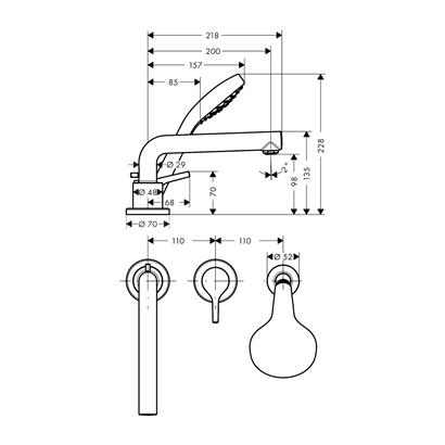HansGrohe Talis S 3 - Delikli Küvet Kenarı Tek Kollu Banyo Bataryası - 72417000