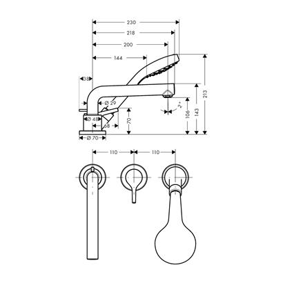 HansGrohe Talis S 3 - Delikli Küvet Kenarı Tek Kollu Banyo Bataryası - 72416000