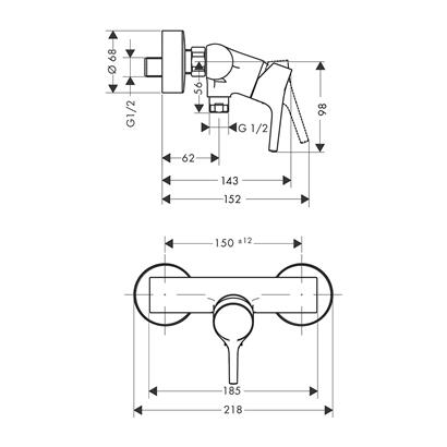 HansGrohe Talis S Tek Kollu Duş Bataryası Aplike - 72600000