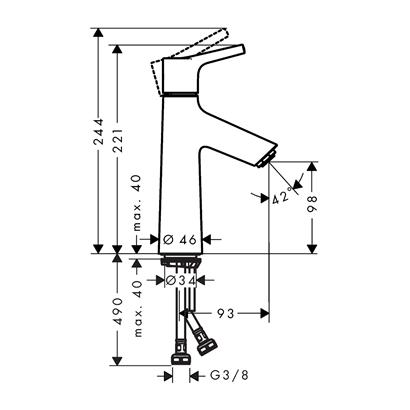 HansGrohe Talis S Tek Kollu Lavabo Bataryası 100 Düşük Debi, Kumandasız - 72025000